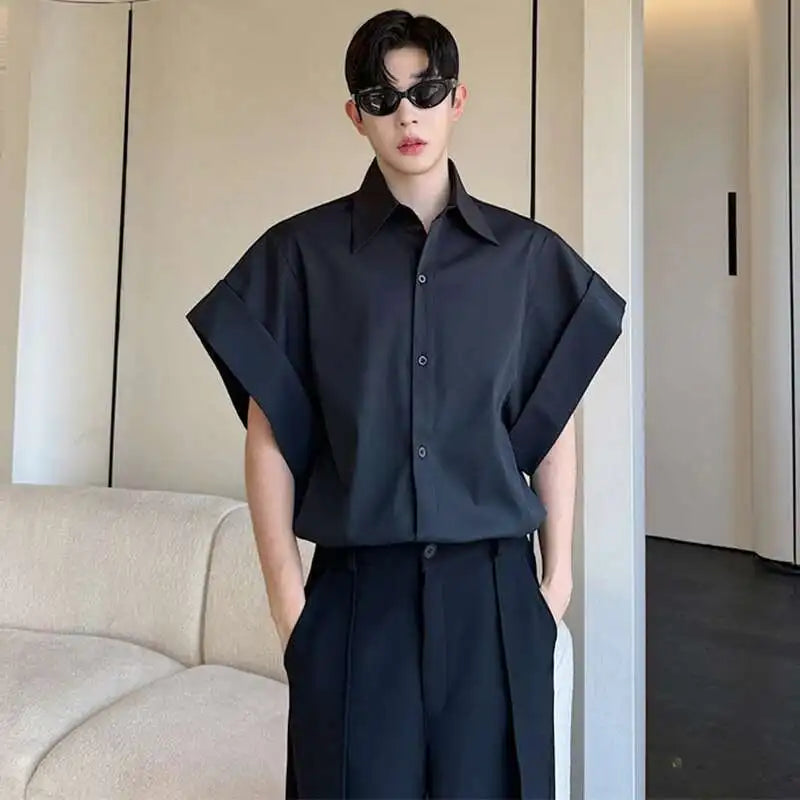 LUZHEN Niche Design Stylish Short Sleeve Shirts Original Fashion Elegant Handsome Korean Clothing Men Casual Blouses Tops LZ4028