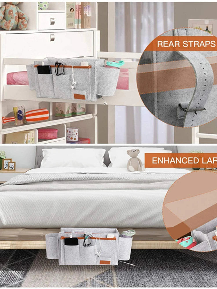 Bedside Storage Organizer Hanging Caddy Bed Holder Pockets Bed Pocket Sofa Organizer Pockets Book Felt Bed Holder Pockets Home