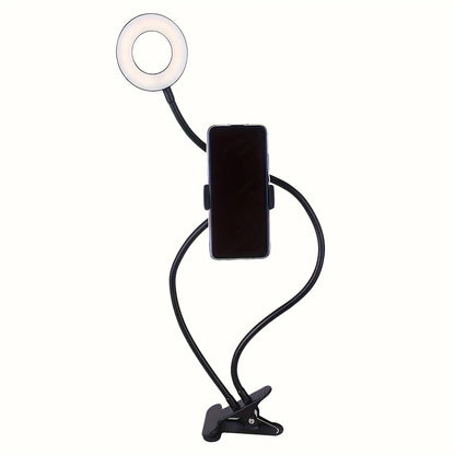 Selfie Ring Light with Phone Holder Clip-On Selfie Light Adjustable Flexible Gooseneck 2-in-1 Desk Ring Lamp for Live Streaming