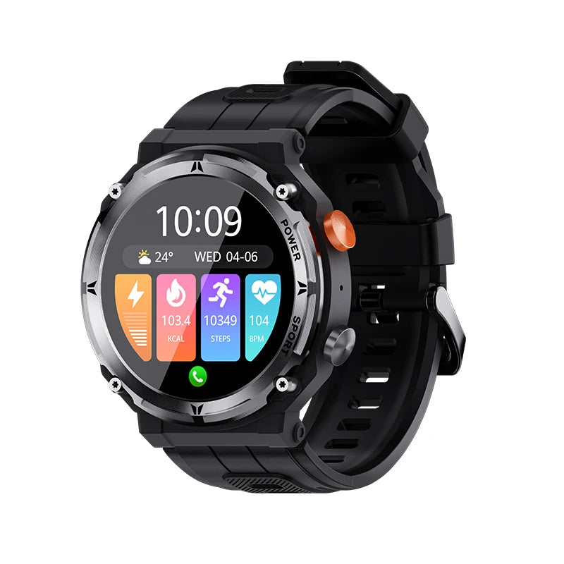 Outdoor Sports Smartwatch Men Fitness Tracker Wireless Call 410mAh Long Standby Time Waterproof Voice Assistant Swimming Watch
