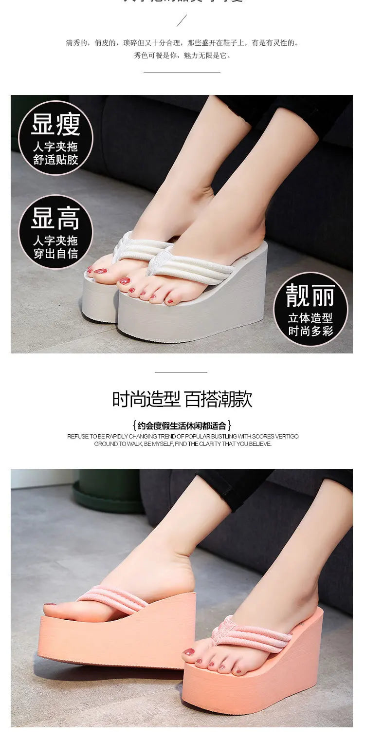 2025 flip flops for women, thick bottom, anti slip, wear-resistant, fashionable, versatile, women's outdoor cool slippers