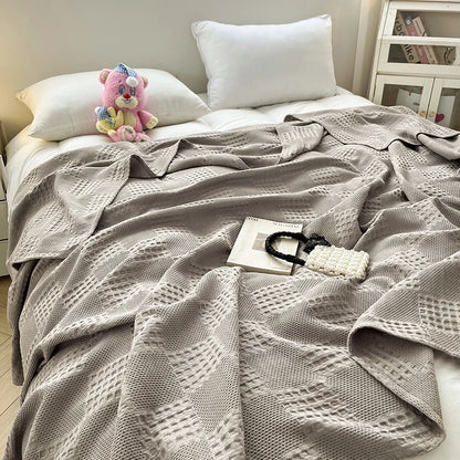 Battilo Cotton Throw Blanket Soft Breathable Waffle Blanket for Twin Queen King Bed Decorative Plaid Sofa Blankets Summer Throws