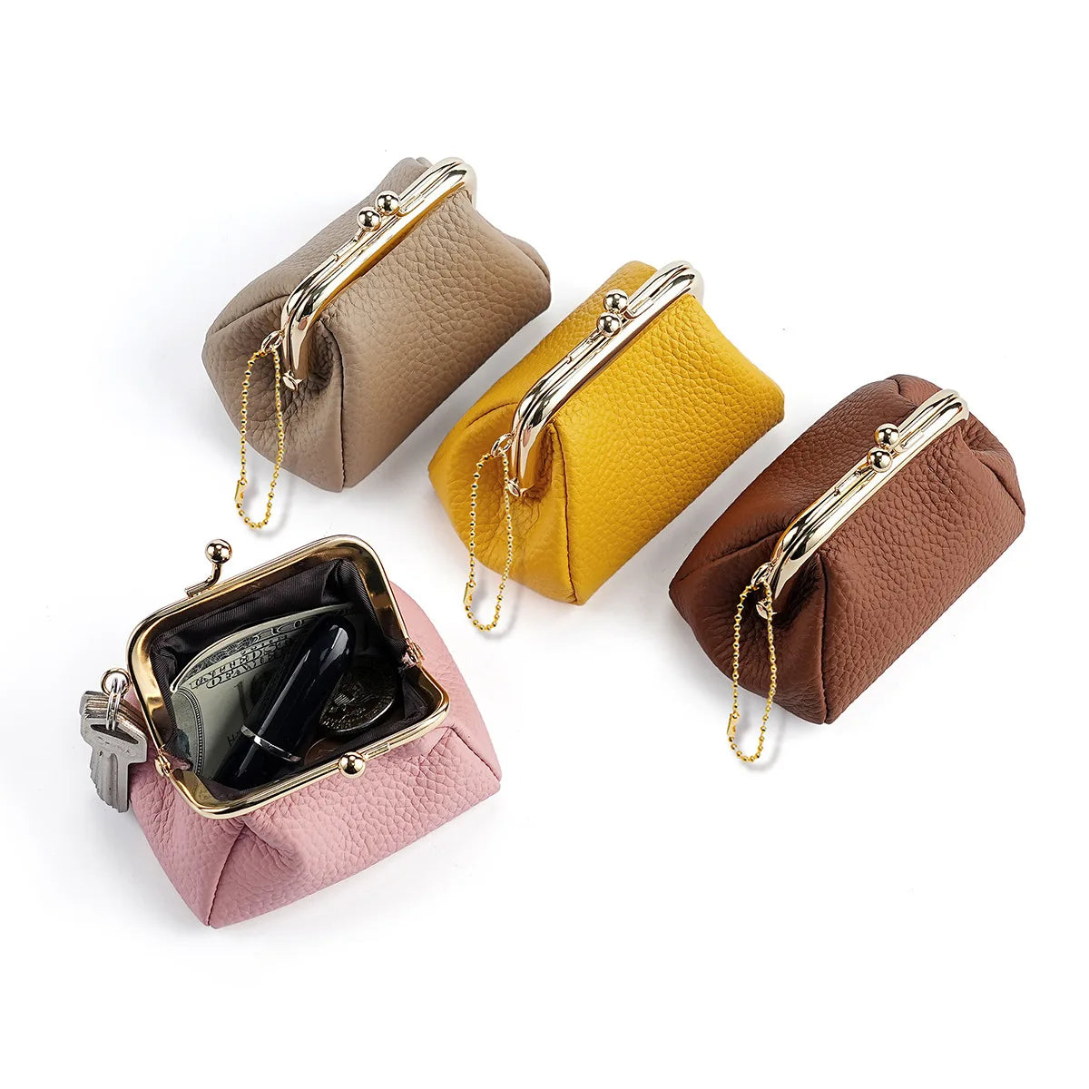 Women Wallets RFID Blocking Bank Card Purse Cowhide Leather Card Holder Mini Credit Coin Case Compact EDC Wallet
