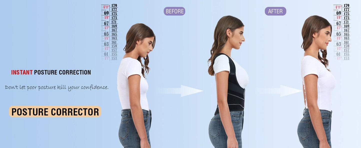 Posture Corrector for Women and Men, Adjustable Shoulder Posture Brace, Back Straightener Posture, Used for Middle Upper Spine