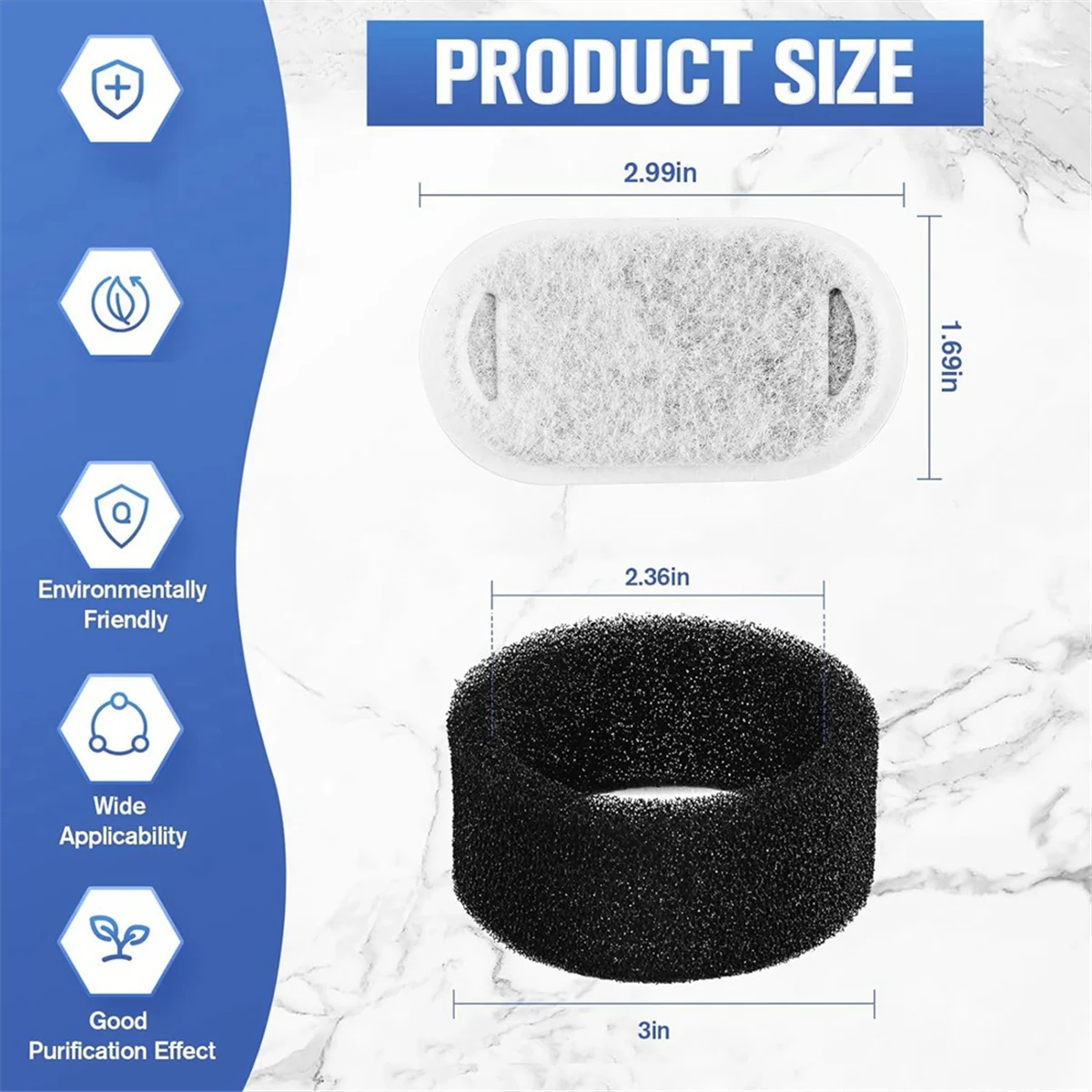 48 Pack Cat Water Fountain Filters,Cat Fountain Replacement Filters for Adjustable Water Flow Pet Water Fountain