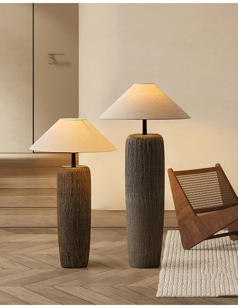 Ceramic floor lamp Wabi Sabi Style fabric lamp shade japanese floor lamp for Living Room Salon Corner Sofa Lounge Standing Light