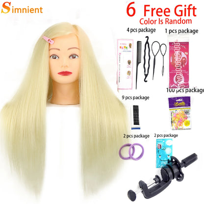 Cosmetology Mannequin Head With 25” 80% Real Hair For Braiding Hair Styling Training Head With Gift Hairdressing Salon Display