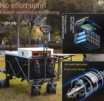 Electric Camping Cart, Folding and Pulling Outdoor Tent Cart