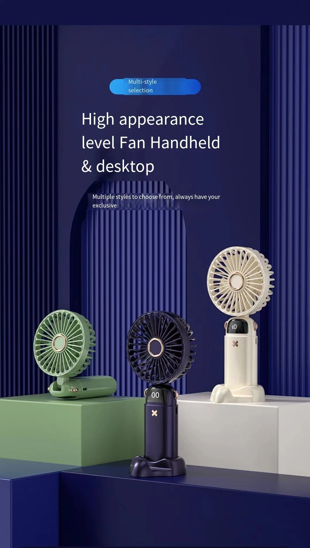 New Handheld Small Fan USB Portable Digital Display silentOffice DeskStudent on Dormitory Charging Outdoor Fan