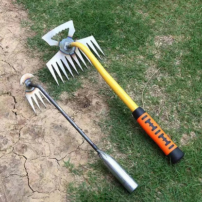 2 in 1 Garden Weeder Rake 4/5/6/11Teeth Agricultural Rake Crescent Shaped Hoe Loosening Soil Digging Agricultural Tool