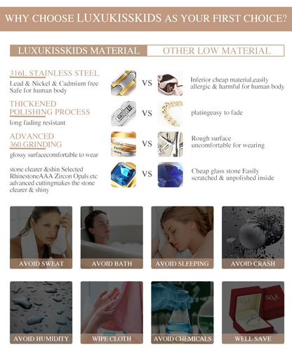 LUXUKISSKIDS Fashion Flower Necklace Earrings Set Jewelry Women Stainless Steel White Shell Clover Bracelet Jewelry Accessories