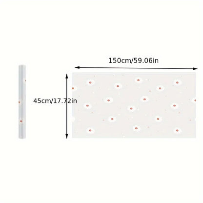 1 Roll Daisy Shelf Liner Kitchen Cabinet Pad Paper Non-Slip Refrigerator Liner Waterproof Fridge Pad Cupboard Mat Drawer Liner