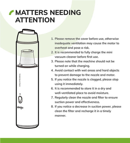 ABIRDAY Cordless Handheld Vacuum Cleaner for Laptop & Car,Portable & Multifunctional,USB Rechargeable,Strong Suction,Brushless