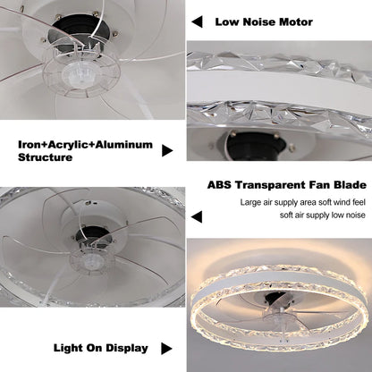 Smart Ceiling Fans With Light Slim Build Dimmable 6-speed Adjustment 50cm Electric Fan Silent Deco For Bedroom Study Dining Room