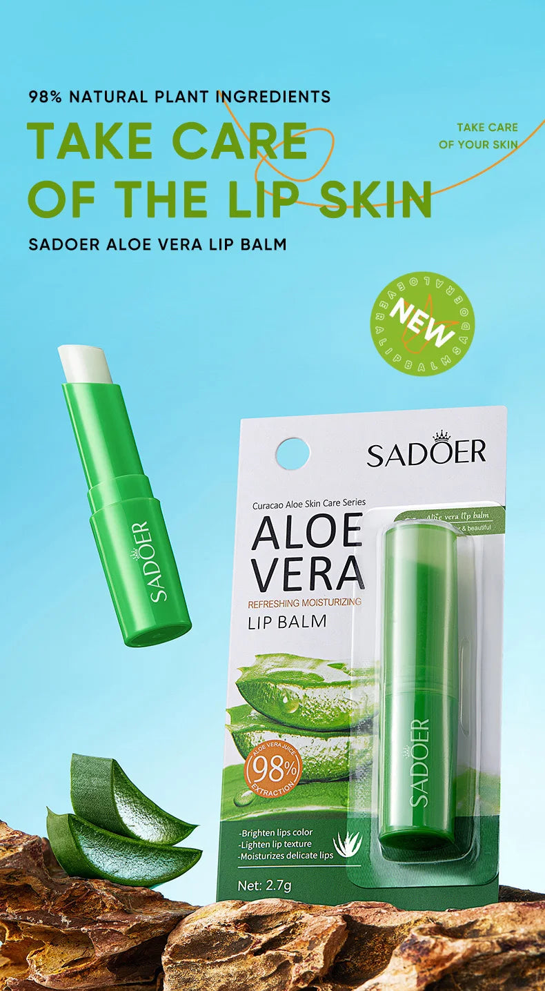 SADOER Vitamin C Aloe Coconut Lip Balm Moisturizing Anti Cracking Hydrating Repair Nourishing Lipstick Lips Skin Care Products