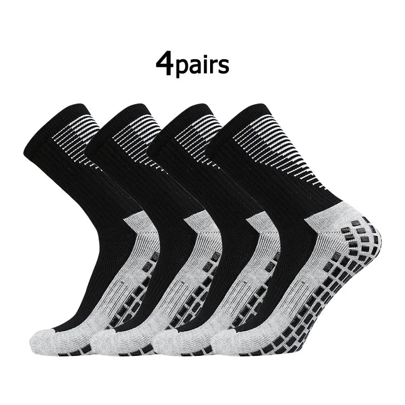 4 pairs New Football Socks Men and Women Sports Socks Non-slip Silicone Bottom Soccer Basketball Grip Socks