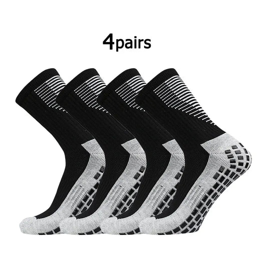 4 pairs New Football Socks Men and Women Sports Socks Non-slip Silicone Bottom Soccer Basketball Grip Socks