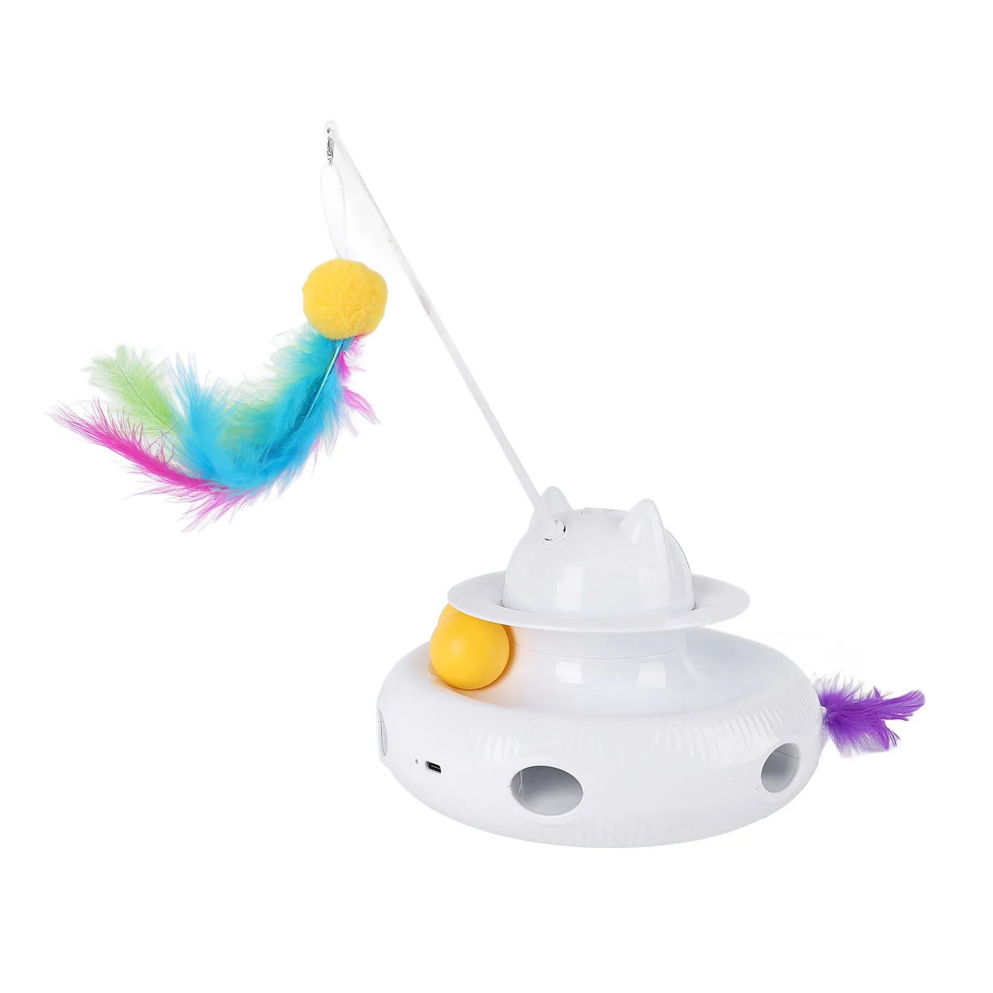 Interactive Cat Feather Toy Automatic Rotating Reduce Boredom Promote Exercising Funny Feather Electronic Cat Toy for Home