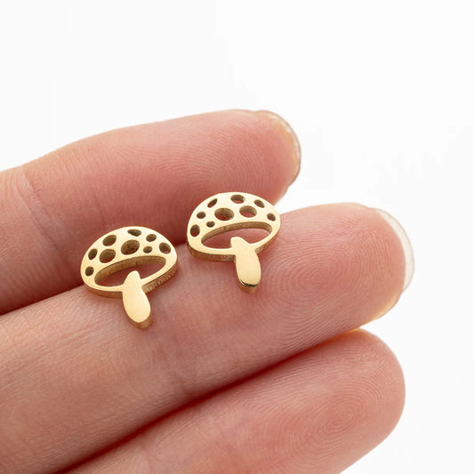 1Pair Fashion Jewelry Mushroom Earrings Cartoon Stainless Steel Ear Ring for Women Girls Teenager Gifts