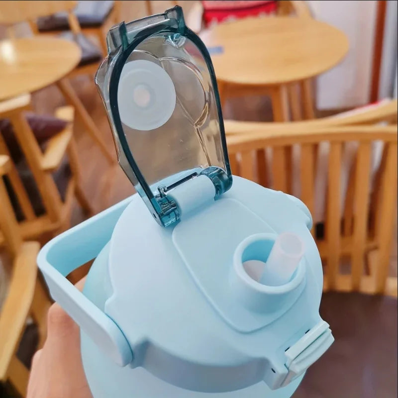 2 Liter Water Bottle Stay Hydrated Motivated Leak proof Plastic Sport Bottle Reminder Times Sports Outdoor Fitness Office Indoor