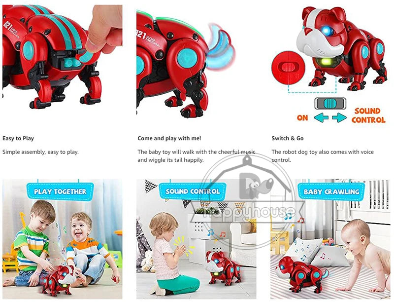 Baby Musical Toys Electronic Walking Moving Mecha Dog for Kids Interactive Toys Voice Control Light Music Toys for Toddler 1 2 3