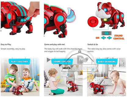Baby Musical Toys Electronic Walking Moving Mecha Dog for Kids Interactive Toys Voice Control Light Music Toys for Toddler 1 2 3