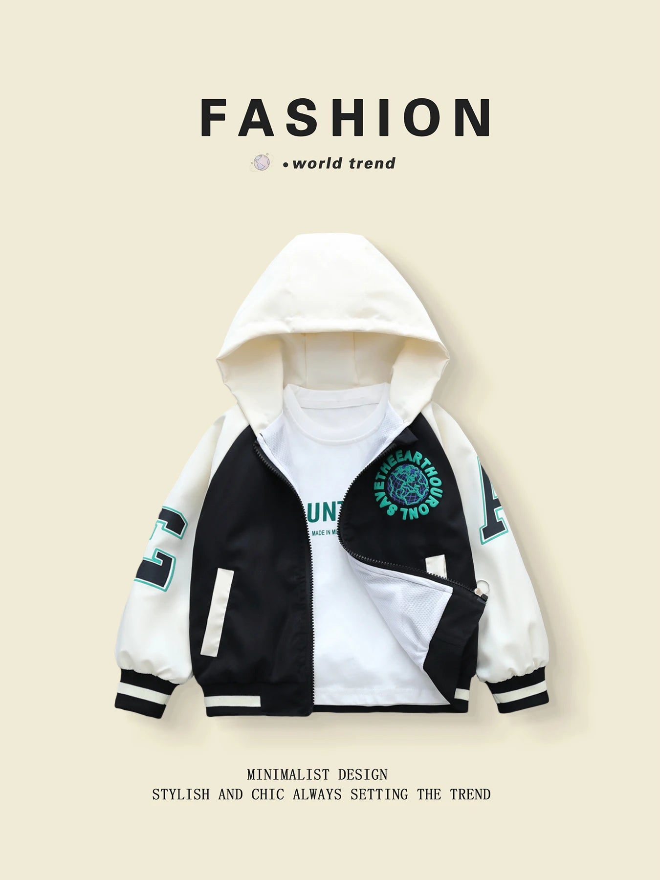 Color - Blocked Hooded Baseball Coats for Boys (3 - 10 Y) in Trendy Spring - Autumn Style