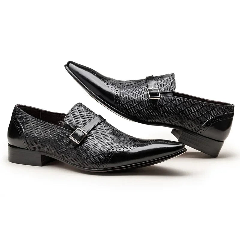 Fashionable Classic Men Formal Shoes Buckle Patent Leather Shoes Small Square Toe Slip-on Formal Party Shoes Men Wedding Shoes