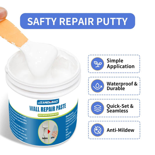 100g Multipurpose Putty Paste Strong Coverage Professional Renovation Paste with Scraper for Wall Surface