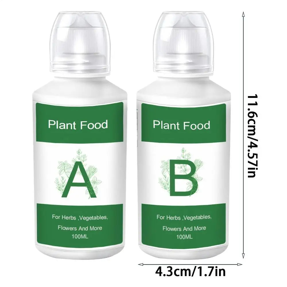 Hydroponic Nutrient Solution A&B Natural Nutrients Liquid Fertilizer Hydroponics Plant Food for Flowers Vegetables Garden Supply
