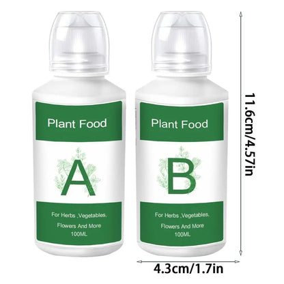 Hydroponic Nutrient Solution A&B Natural Nutrients Liquid Fertilizer Hydroponics Plant Food for Flowers Vegetables Garden Supply