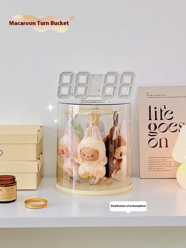 Labubu Pendant Display Box Rotating Transparent Labubu Doll Handmade Blind Box Storage Display Stand Decorative Ornament Gifts