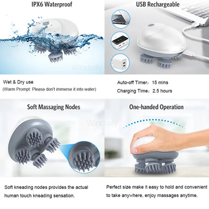 Electric Scalp Head Massager Kneading Vibrating Device Health Care Shoulder Neck Leg Arm Deep Tissue Massage Cat  Pet Massager