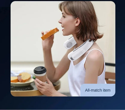 15000mah Portable Neck Fan Smart Digital Display USB Rechargeable Outdoors Bladeless Silent Cooling Neck Fan For Summer Sport