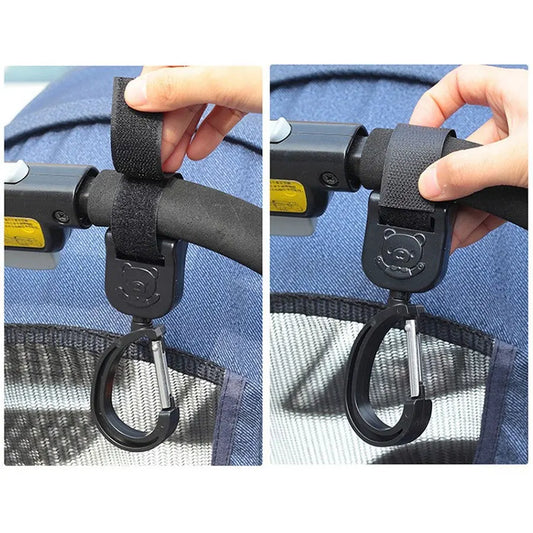 2 Pieces of 360 Degree Rotating Hooks for Baby Carriers Rotating Hanging Bags Handcarts Storage Bags Nylon Woven Straps Hooks