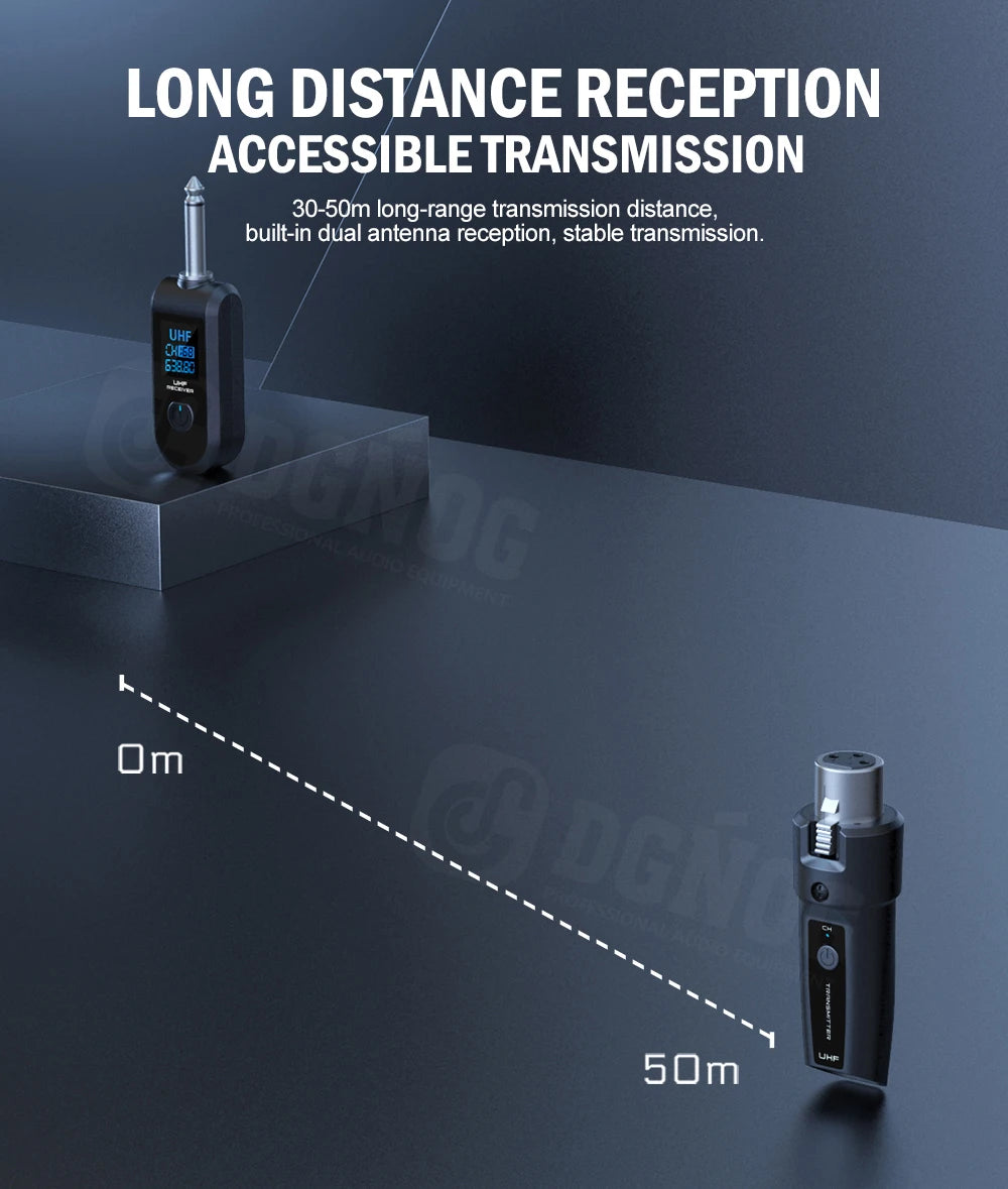 Wireless Microphone Transmitter Receiver System UHF XLR Adapter System for Dynamic Microphone Guitar Audio Mixer PA System DGNOG