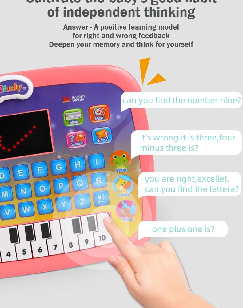 English Early Education Tablet Learning Machine with Functional Generate Sound and Light Touch Screen Tablet Toys for Kids