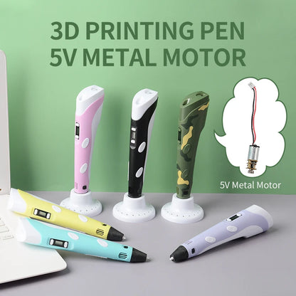 3D Pen DIY Drawing Pen With LCD Screen Compatible PLA ABS Filament Toys Safe Paiting for Children Kids Christmas Birthday Gifts