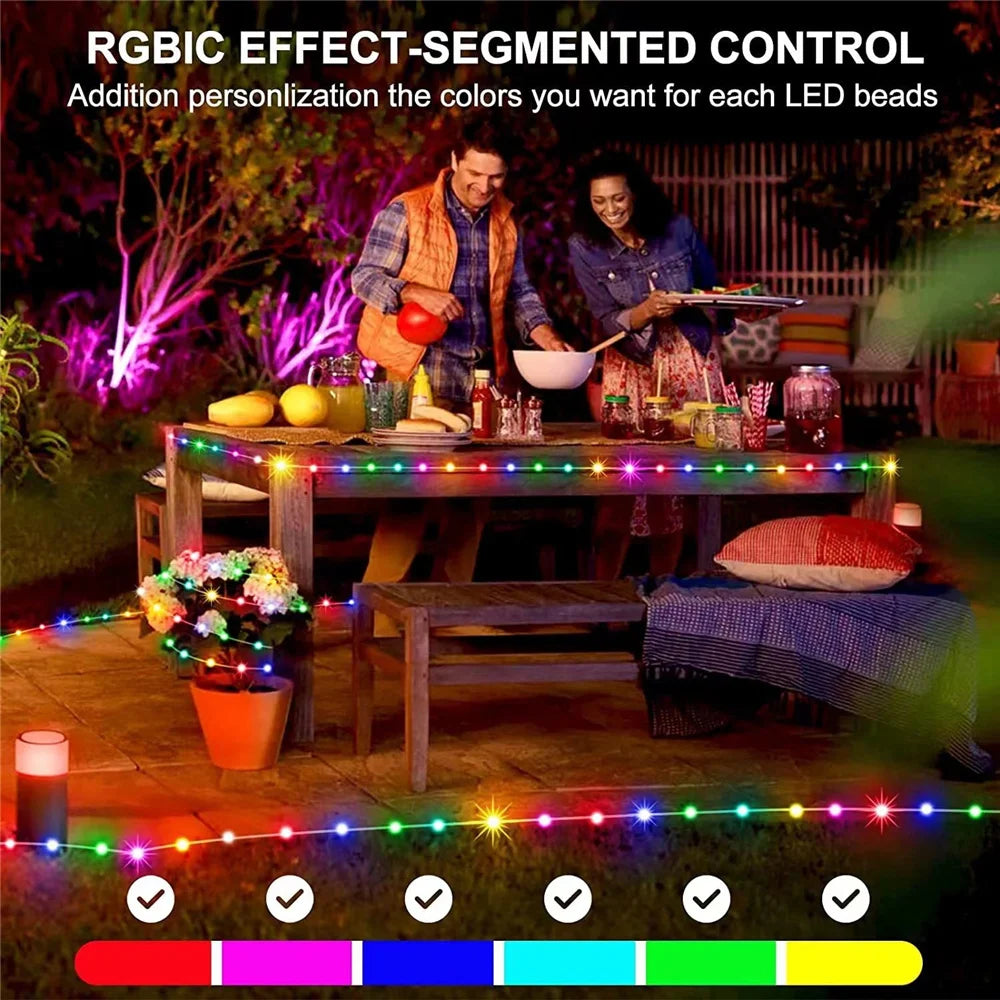 Smart Christmas Light APP Control Fairy LED Garland 5M 10M Remote Bluetooth DIY Color Indoor Music Sync Outdoor USB String Light