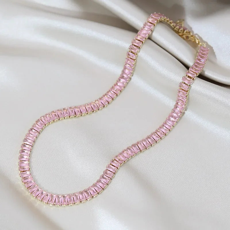 Korean hot selling fashion jewelry, copper inlaid zircon, luxury shiny necklace sexy ladies party necklace