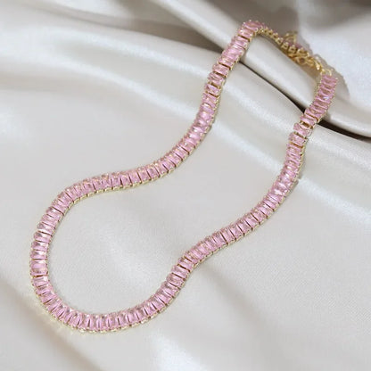 Korean hot selling fashion jewelry, copper inlaid zircon, luxury shiny necklace sexy ladies party necklace