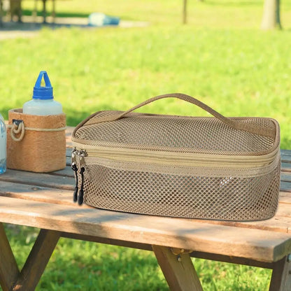 Camping Utensil Bag Road Trip Portable Cookware Pouch Large Mesh Portable Camp Utensil Bag For Picnic Barbecue Traveling