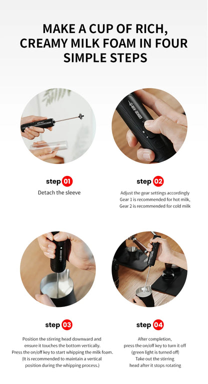 MHW-3BOMBER Official New Electric Milk Frother Handheld Wireless Blender Latte Cream Egg Beater Food Blender