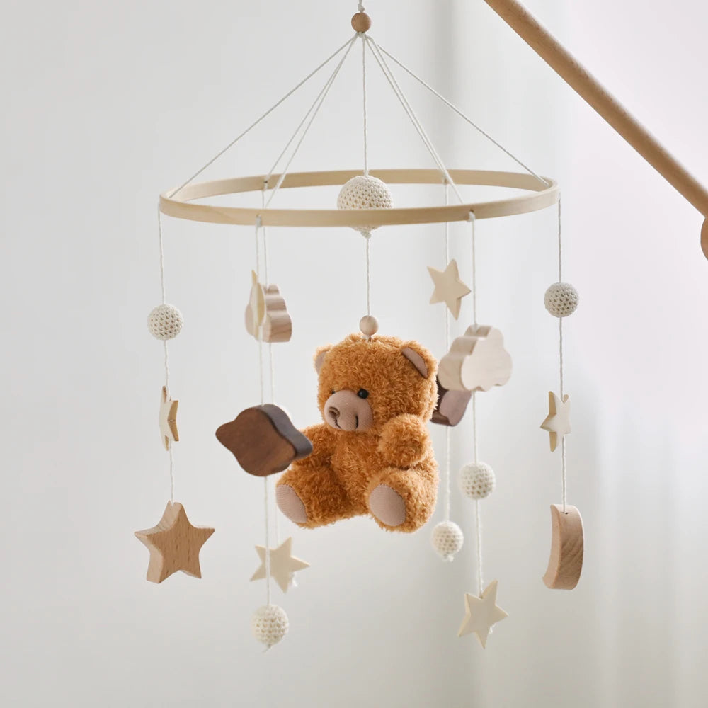 Baby Mobile Crib Bed Bell Musical Rattles Toys Soft Felt Cartoon Animal for Infants Nursery Mobiles Forest Animals Crib Toys