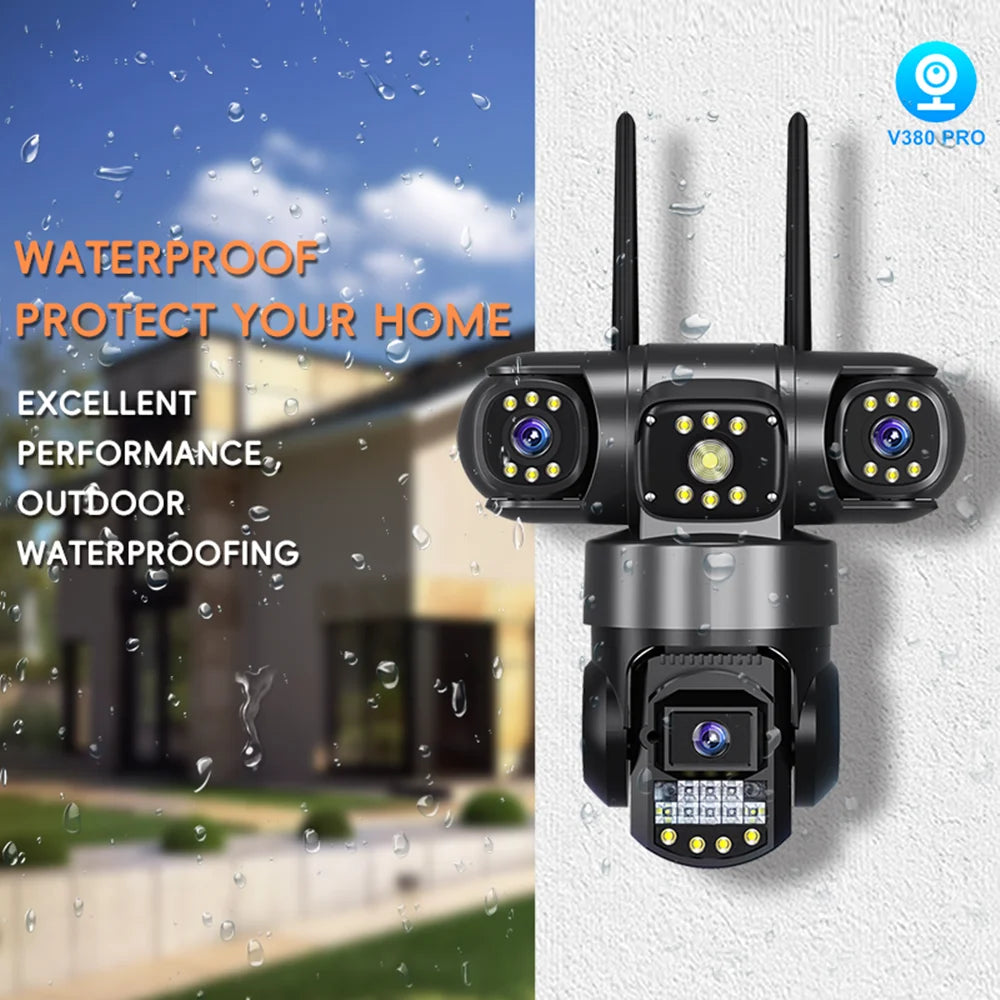 CCTV 3 Lens Video Surveillance Camera Wifi Network Camera 4G SIM Card Wireless 360 Monitor Outdoor Waterproof Security Cameras