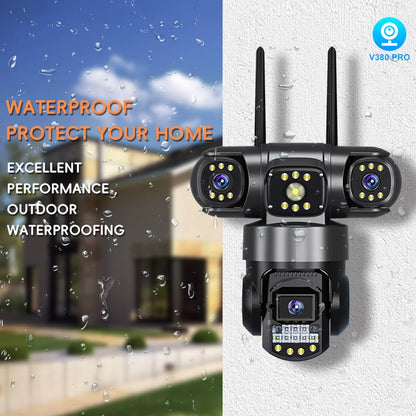 CCTV 3 Lens Video Surveillance Camera Wifi Network Camera 4G SIM Card Wireless 360 Monitor Outdoor Waterproof Security Cameras