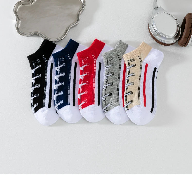 5 pairs of autumn and winter men's sports socks for summer leisure, sweat wicking, comfortable, lightweight, breathable basketba