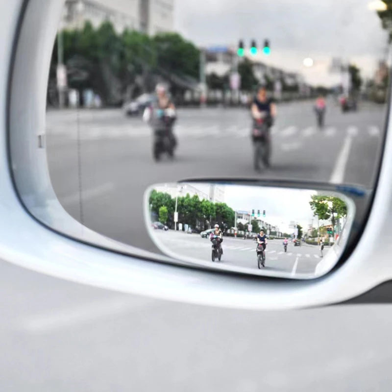 2Pcs Car 360 Degree Adjustable Blind Spot Mirror Auxiliary Rearview Convex Mirror Round Frame Wide Angle Mirrors For Car Reverse