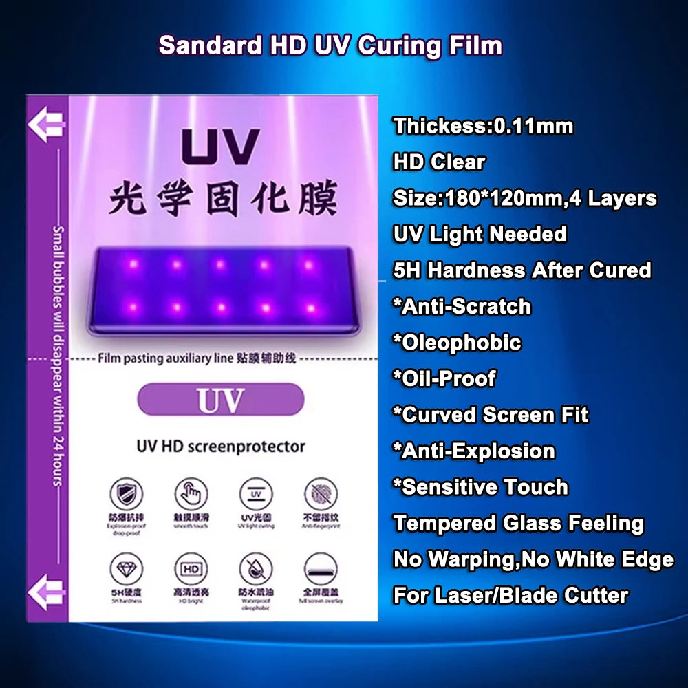 FONLYU UV Glass Film Cell Phone Screen Protector for Hydrogel Sheets Cutting Machine HD Matte Privacy Blueray Full Cover Movie