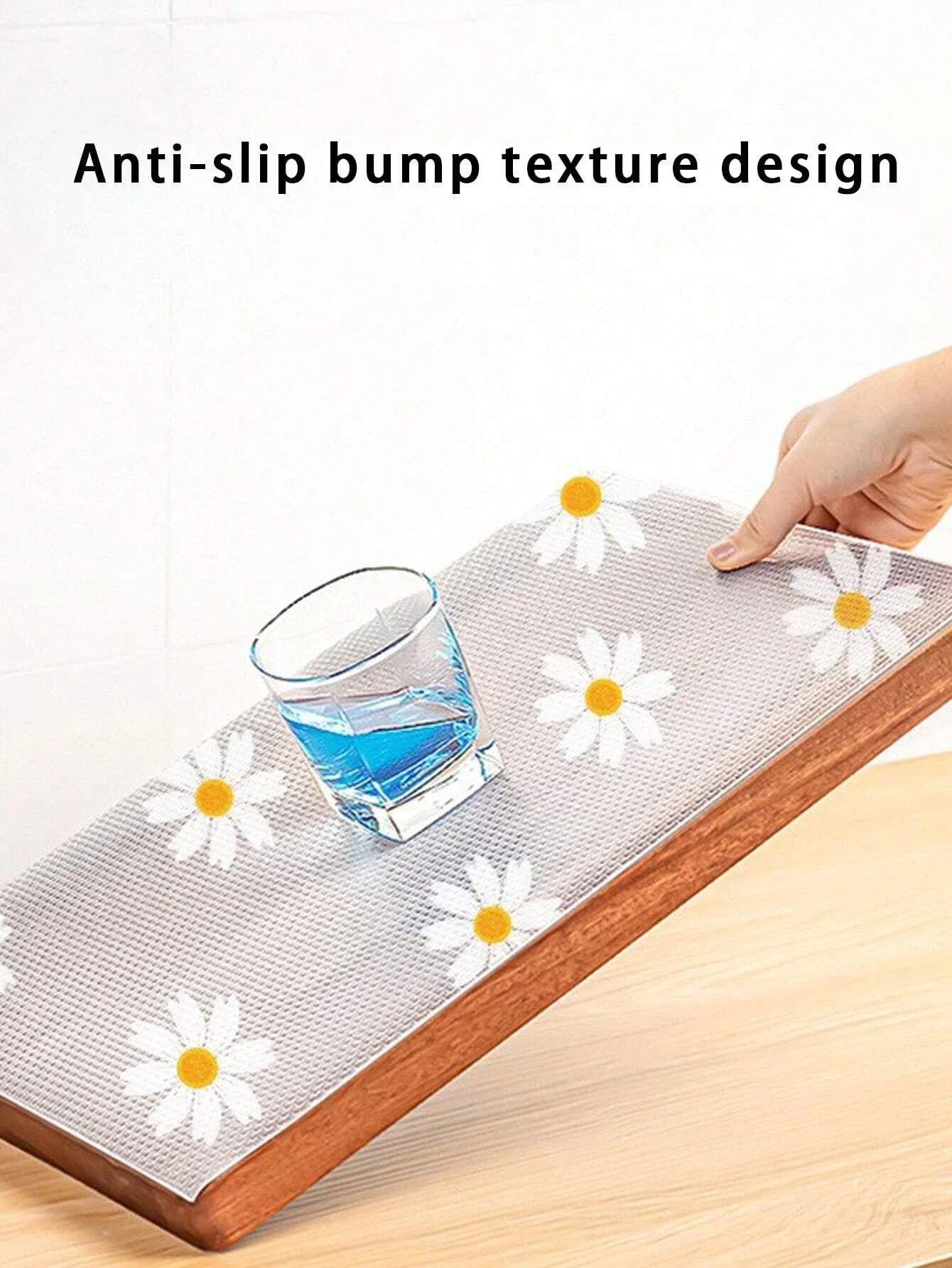 Non-Adhesive Drawer Liner 1 Roll Daisy Shelf Liner For Kitchen Cabinets EVA Waterproof Fridge Pad Cupboard Mat Easy Placemats